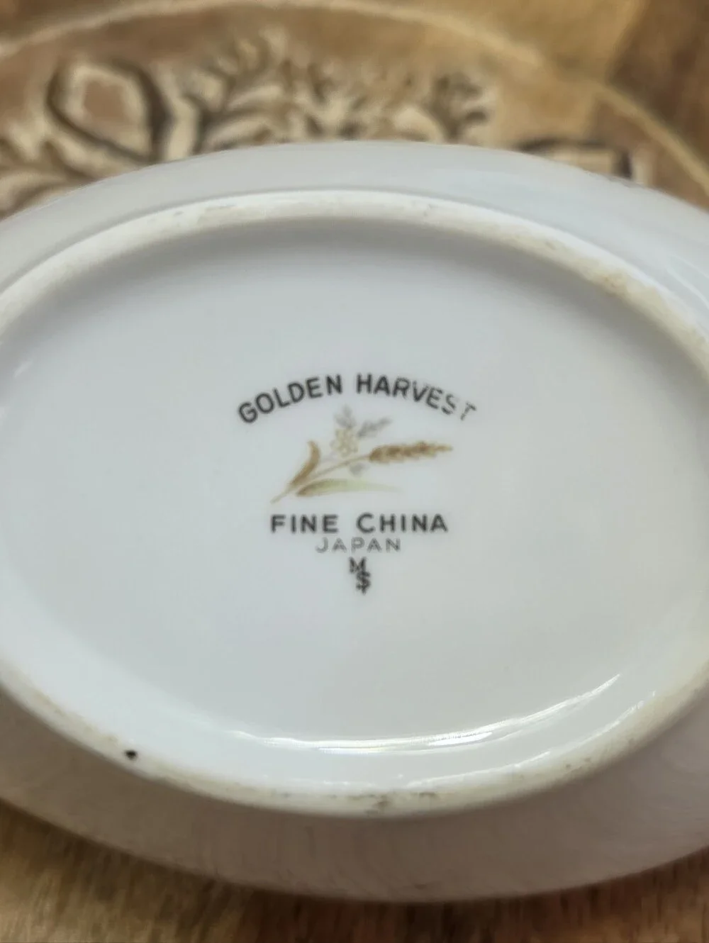 Vintage Golden Harvest Fine China Japan Gravy Boat Wheat Motif Gold Trim MCM Vtg